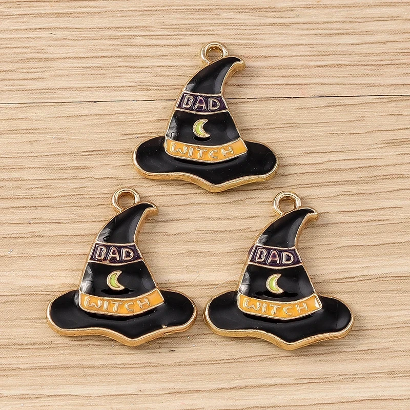 10pcs Halloween Witch Hat Charms – Enamel Pendants for DIY Jewelry - Image 4