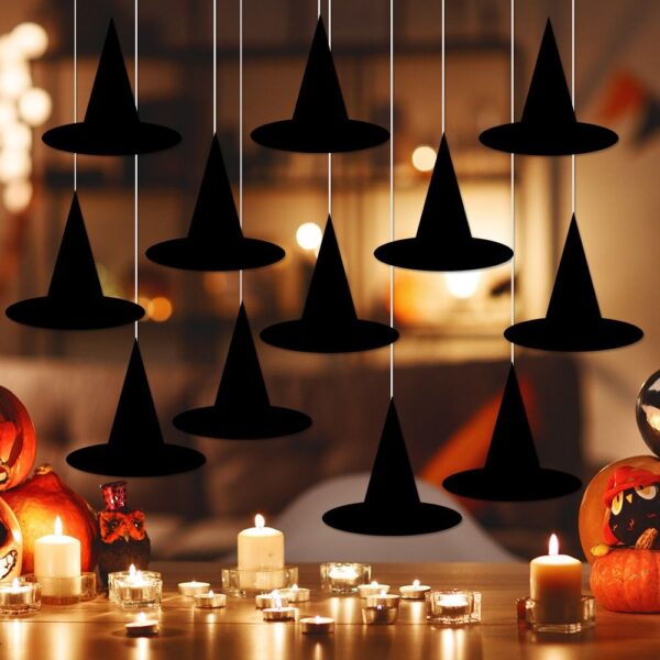 12pcs DIY Halloween Hanging Witch Hat Decorations