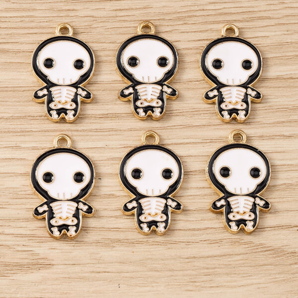 Halloween Skeleton Enamel Charms Pendants for DIY Jewelry Making