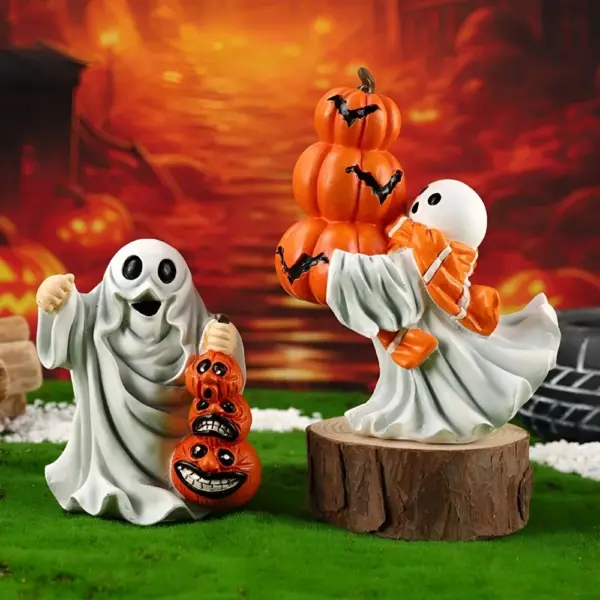 Funny Resin Ghost Statue – 3D Cartoon Halloween Decoration