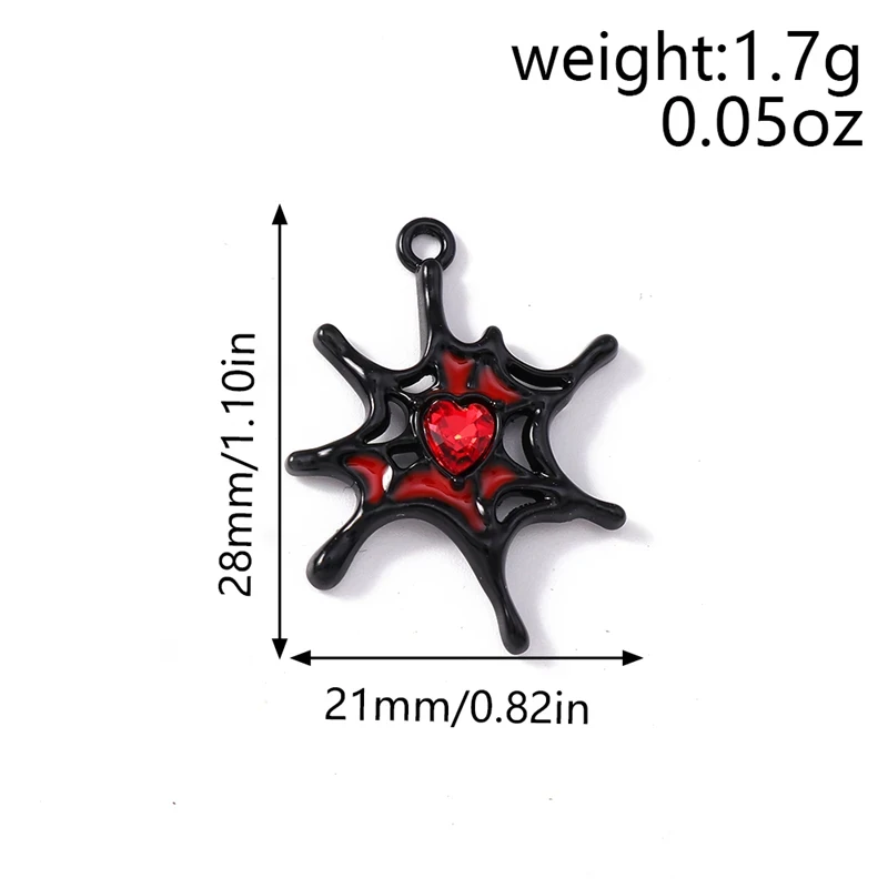 5pcs Halloween Spider Web Charms – Crystal Metal Pendants for Jewelry DIY - Image 6