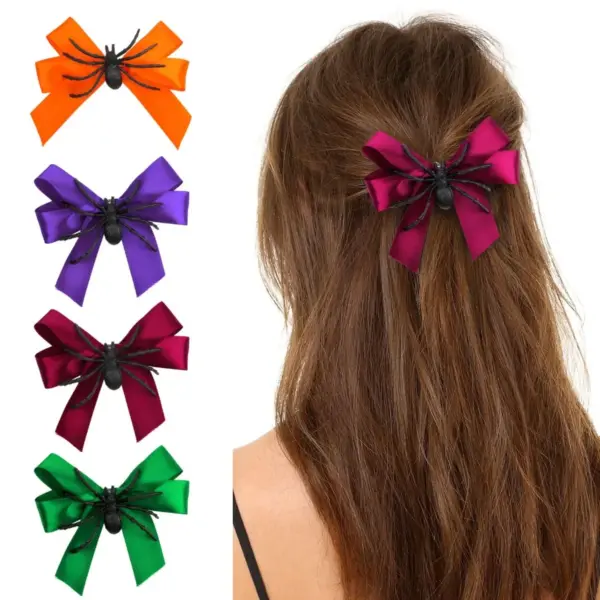 Halloween Spider Bowknot Hairpin for Girls – Trick or Treat Bat Headwear