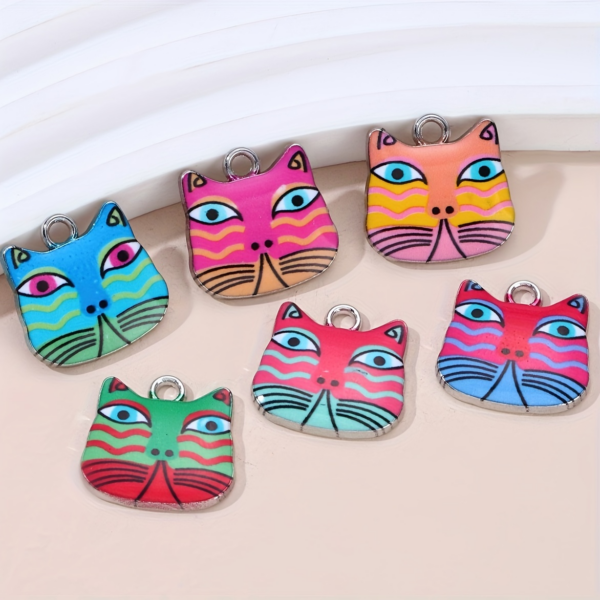 10pcs Cute Cat Enamel Charms