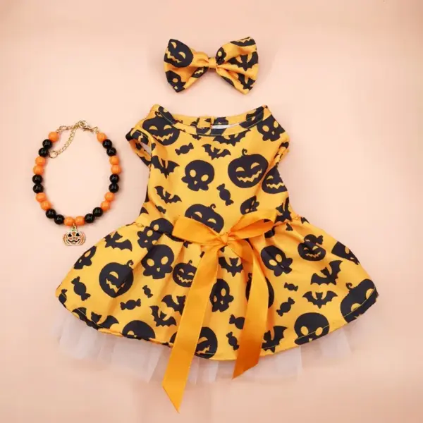 Halloween Pumpkin Dog & Cat Tutu Dress – Cute Pet Princess Costume