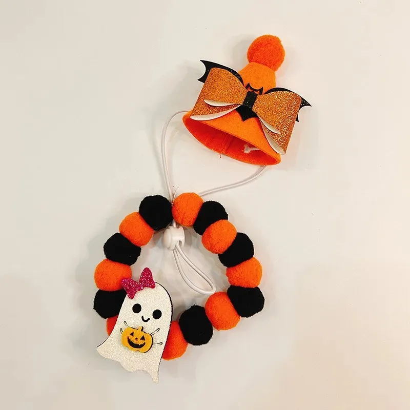 Halloween Cat & Dog Collar with Funny Cartoon Hat & Bat Charm – Pet Costume - Image 5