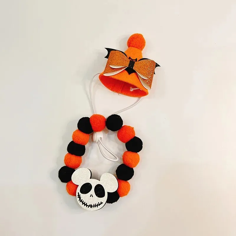 Halloween Cat & Dog Collar with Funny Cartoon Hat & Bat Charm – Pet Costume - Image 2