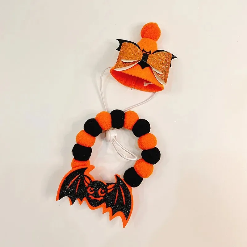 Halloween Cat & Dog Collar with Funny Cartoon Hat & Bat Charm – Pet Costume - Image 4