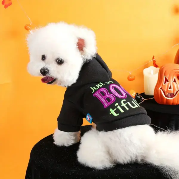 Halloween Hooded Pet Sweater – Warm, Funny, Embroidered Jacket for Dogs & Cats