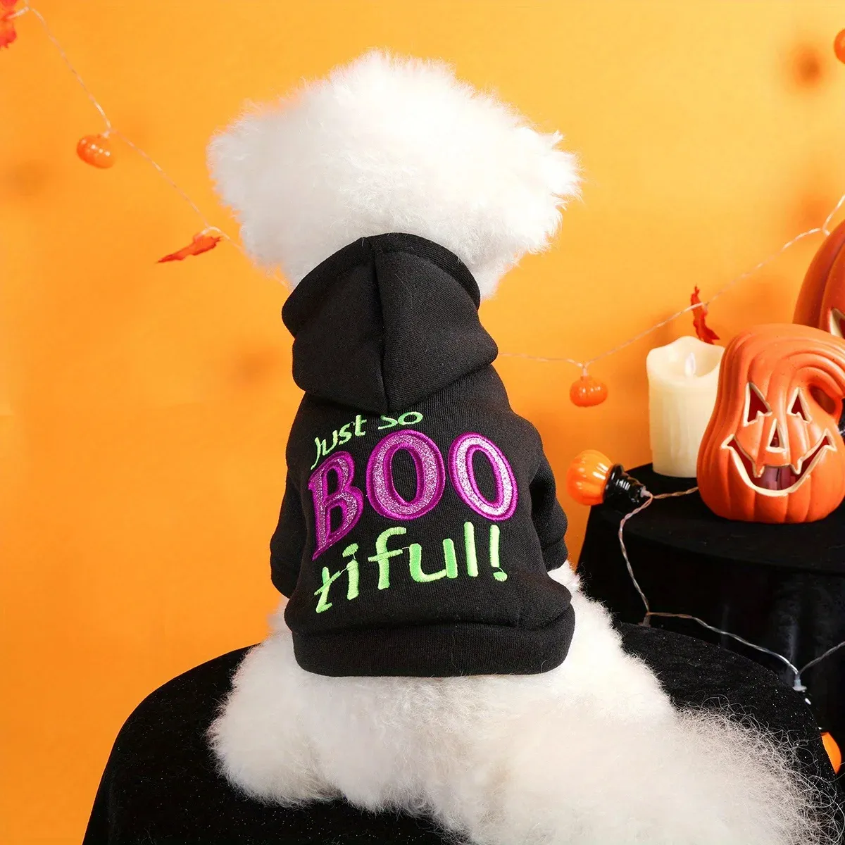 Halloween Hooded Pet Sweater – Warm, Funny, Embroidered Jacket for Dogs & Cats - Image 3