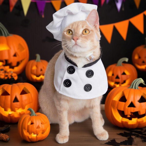 Adorable Dog Chef Costume with Hat Set - Perfect for Halloween Fun