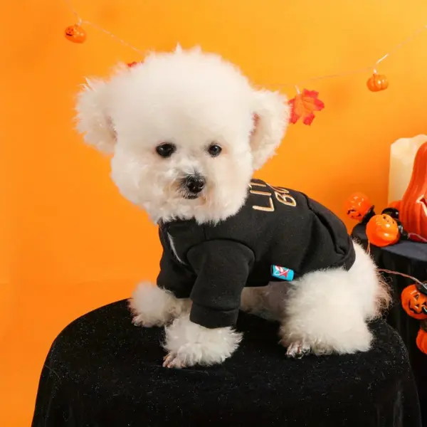 Halloween Dog & Cat Sweater – Funny Black Jacket with Embroidery & Buttons
