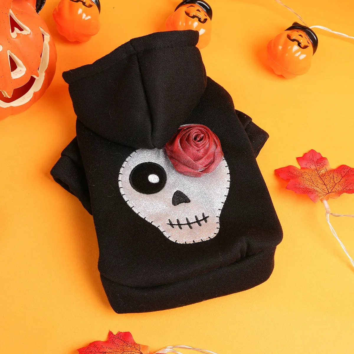 Halloween Skull Hoodie for Dogs – Funny Thick Black Pet Jacket - Image 4