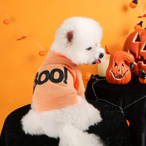 Halloween Pet Pullover – Funny “Boo” Embroidered Crew Neck for Dogs & Cats