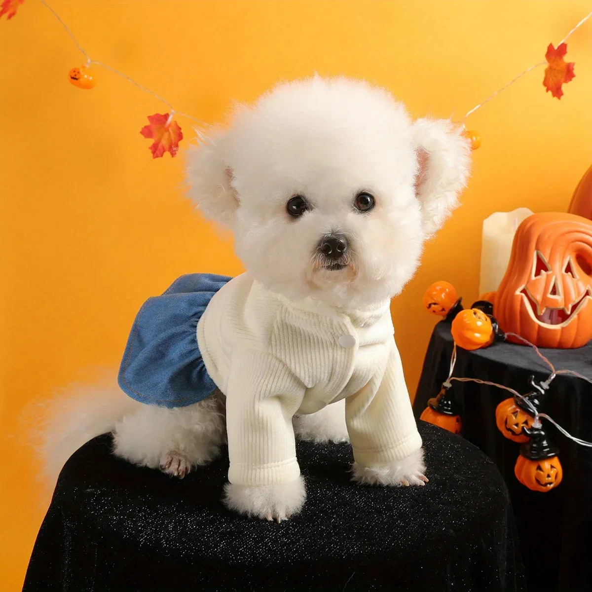 Halloween Ghost Pet Costume – Funny White & Blue Dress for Dogs & Cats - Image 2