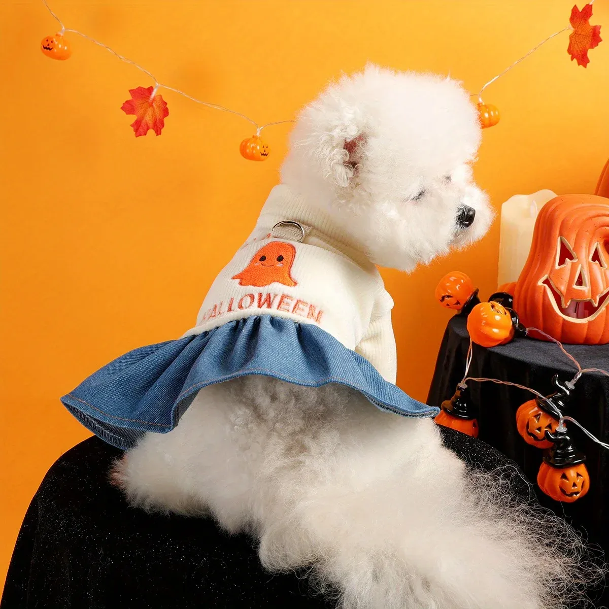 Halloween Ghost Pet Costume – Funny White & Blue Dress for Dogs & Cats - Image 3