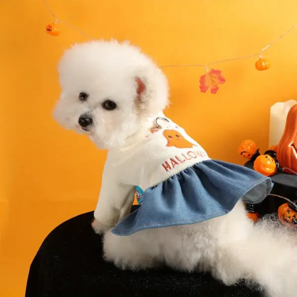 Halloween Ghost Pet Costume – Funny White & Blue Dress for Dogs & Cats
