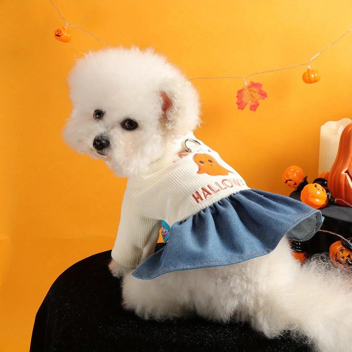 Halloween Ghost Pet Costume – Funny White & Blue Dress for Dogs & Cats