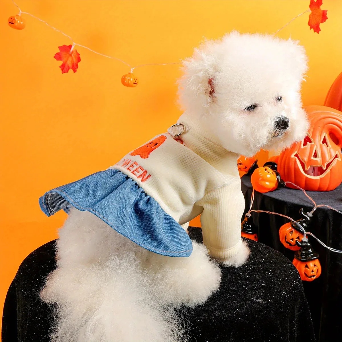 Halloween Ghost Pet Costume – Funny White & Blue Dress for Dogs & Cats - Image 4