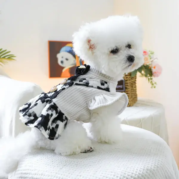 Elegant Bow Dress for Small & Medium Dogs – Black & White Skirt