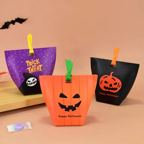 10Pcs Halloween Pumpkin Candy Boxes for Treats & Party Favors