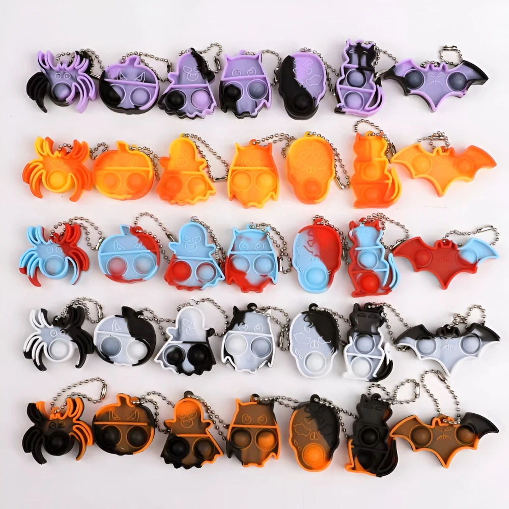 Halloween Mini Pop Keychain Fidget Toys - Pumpkin & Spider Party Favors - Image 5
