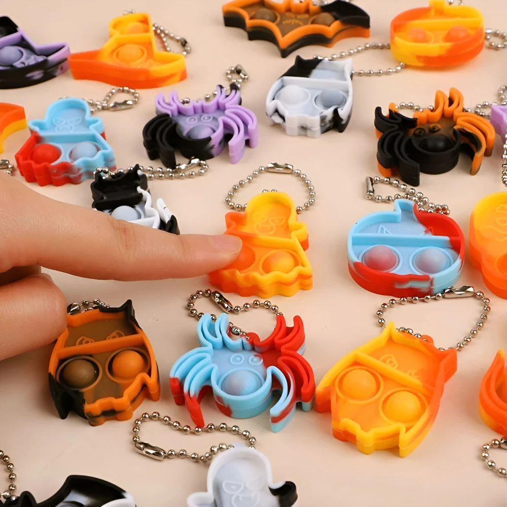 Halloween Mini Pop Keychain Fidget Toys - Pumpkin & Spider Party Favors - Image 3