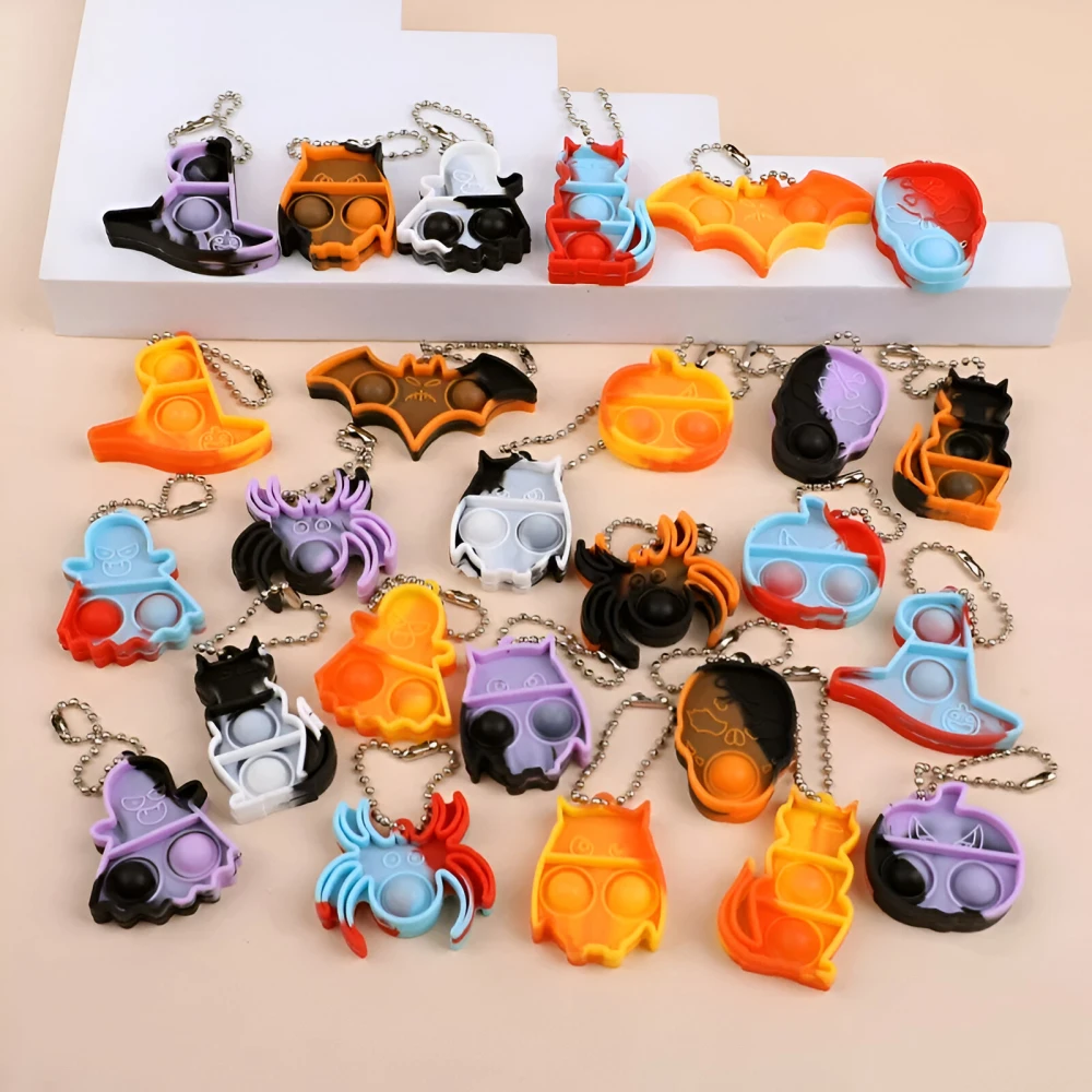 Halloween Mini Pop Keychain Fidget Toys - Pumpkin & Spider Party Favors - Image 4