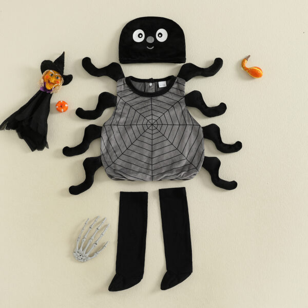 Infant Baby Halloween Spider Costume 3-Piece Set with Vest, Socks & Hat