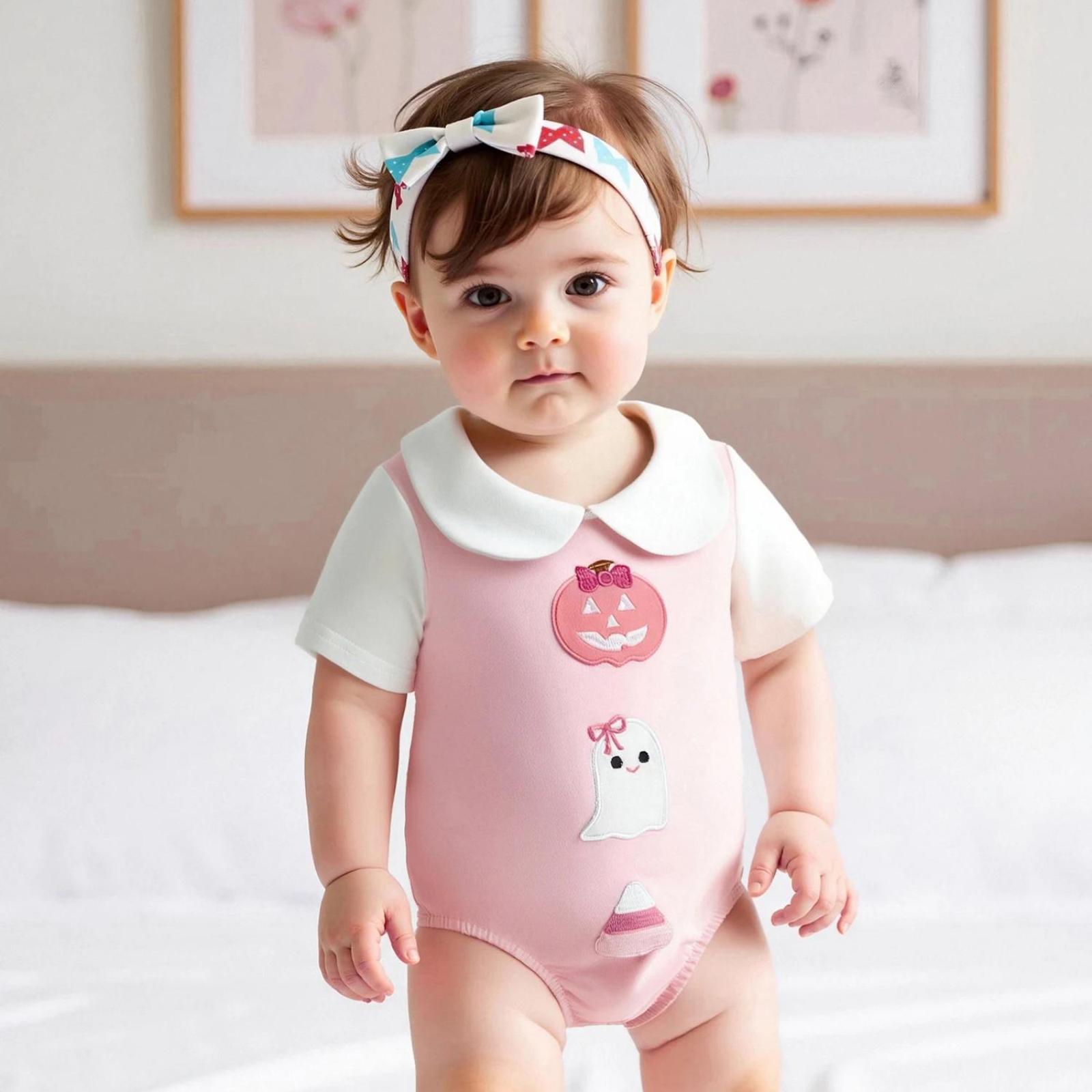 Baby Girl Halloween Romper with Pumpkin Embroidery - Image 7