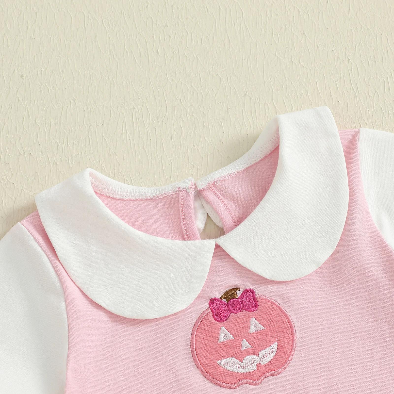 Baby Girl Halloween Romper with Pumpkin Embroidery - Image 5