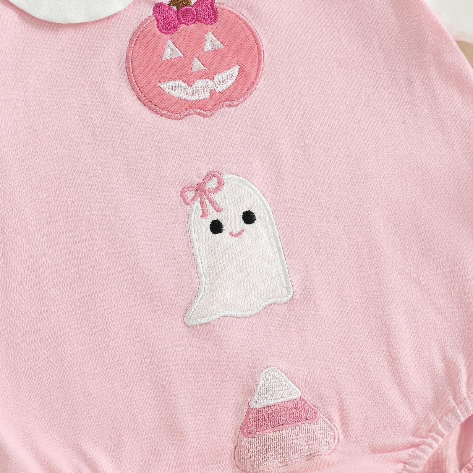 Baby Girl Halloween Romper with Pumpkin Embroidery - Image 6