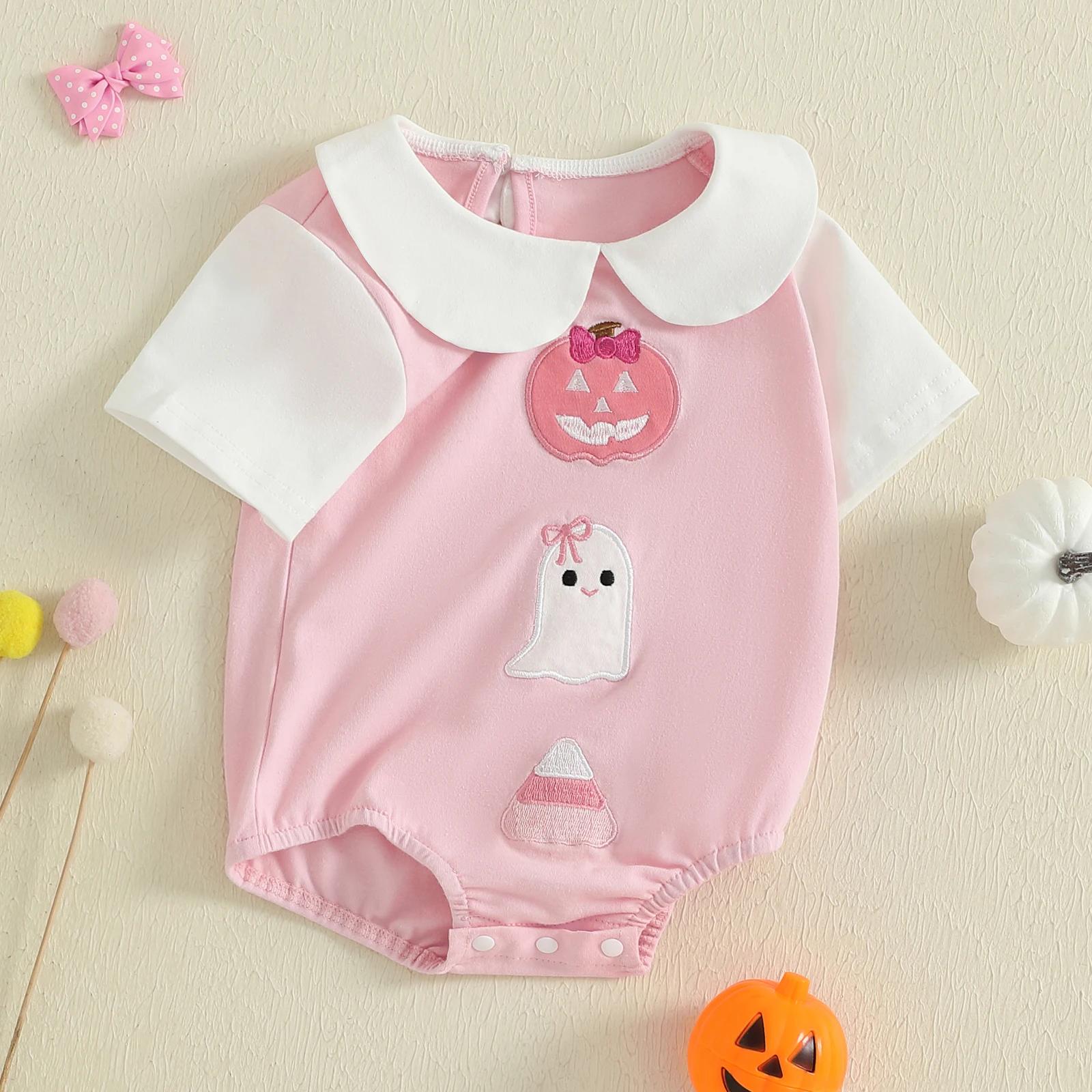 Baby Girl Halloween Romper with Pumpkin Embroidery - Image 4