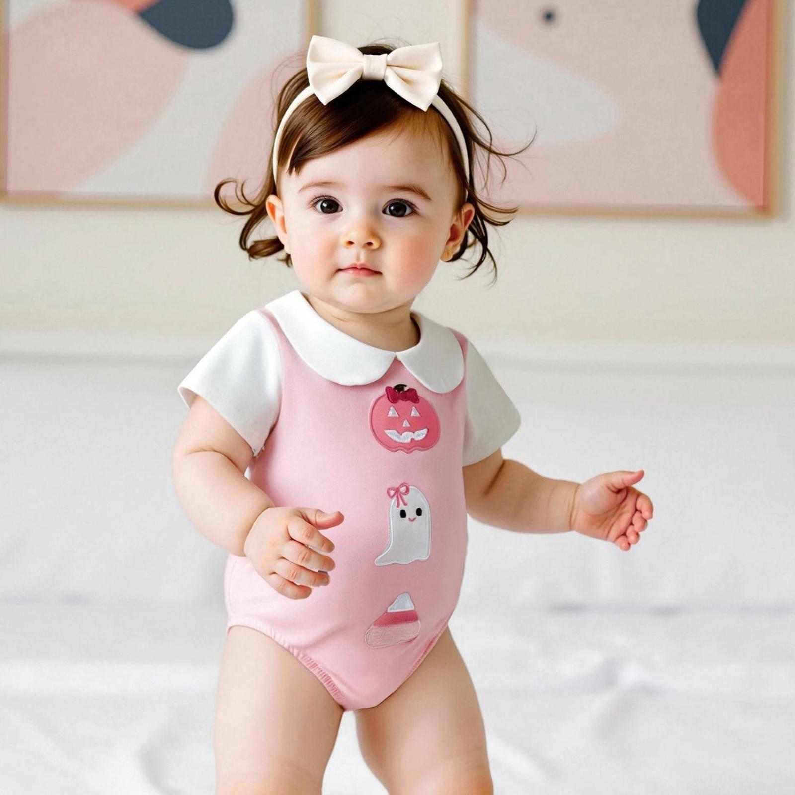 Baby Girl Halloween Romper with Pumpkin Embroidery - Image 8