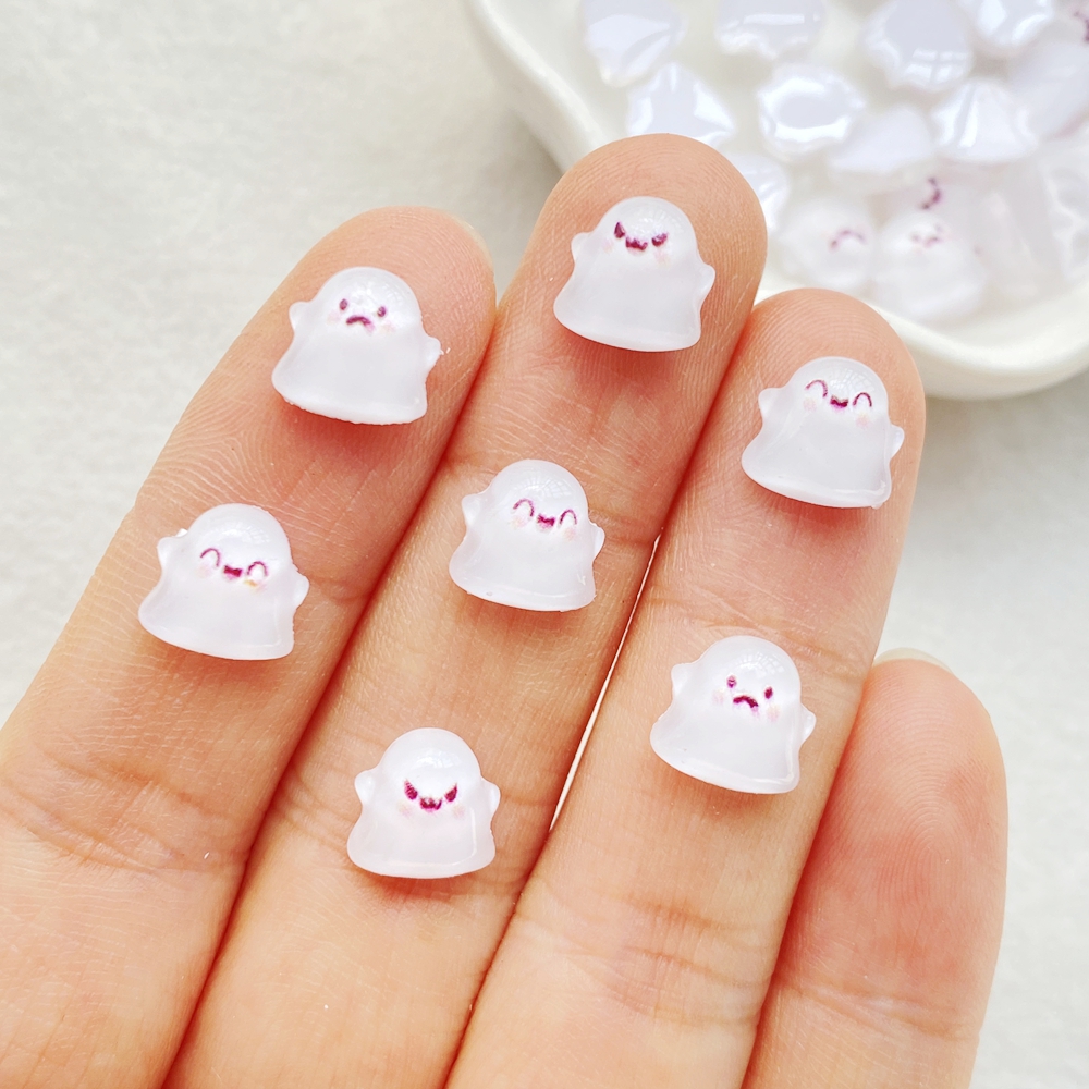 50Pcs Mini Halloween Ghost Flat Back Charms for DIY Crafts & Nail Art - Image 4