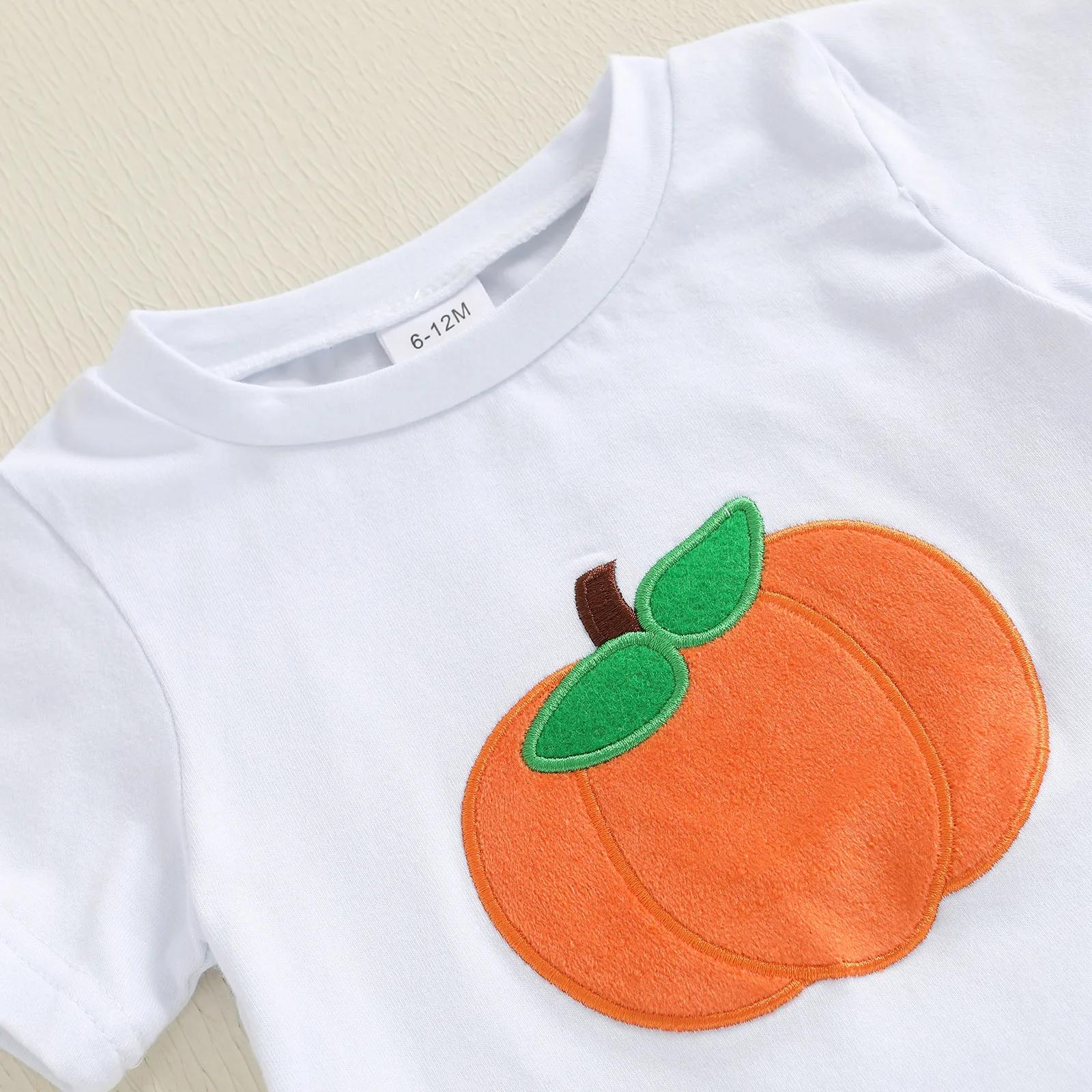 Toddler Boy Halloween Pumpkin Outfit with Plaid Pants - Image 4