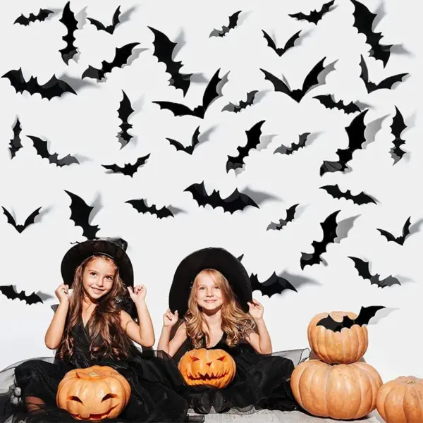 Halloween 3D Bat Wall Stickers – Scary DIY Decorations for Kids & Parties