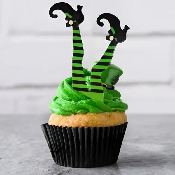 Halloween Witch Legs Cupcake Toppers – 12pcs Party Cake Decorations