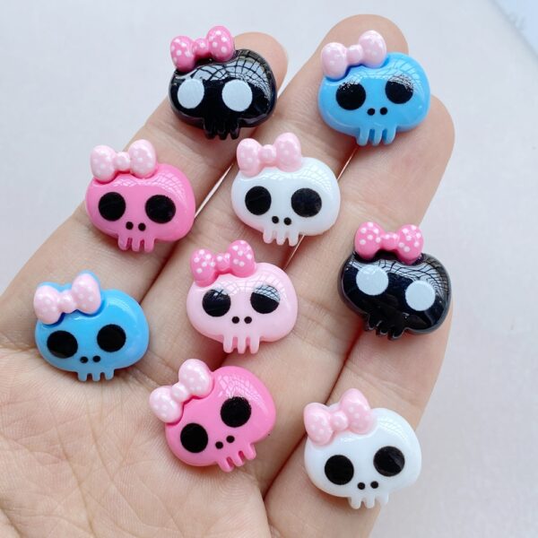 20pcs Cute Resin Halloween Skull Charms for DIY Crafts & Jewelry