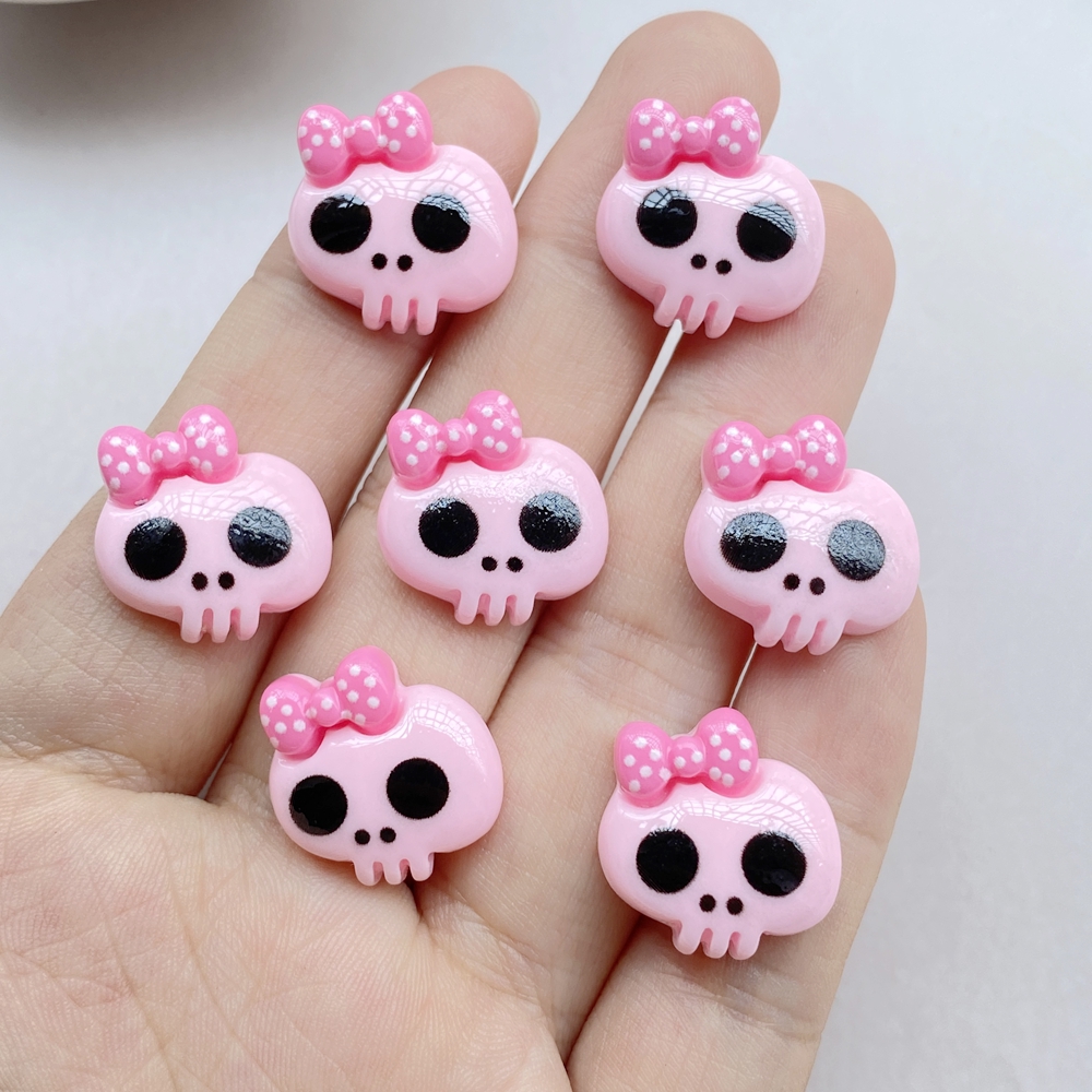 20pcs Cute Resin Halloween Skull Charms for DIY Crafts & Jewelry - Image 4