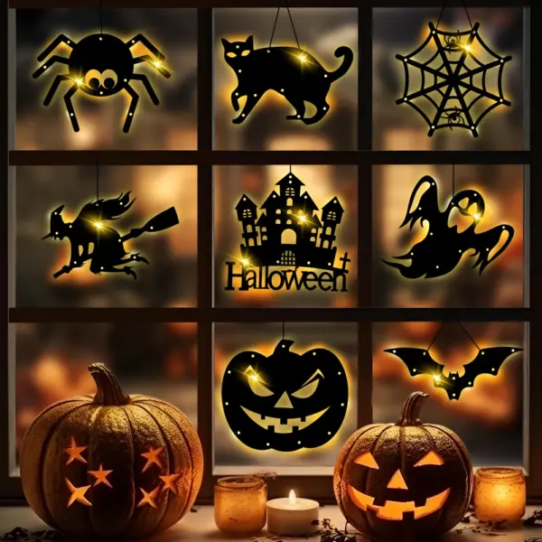 LED Halloween Hanging Ghosts, Spiders, Webs & Bats Decorations