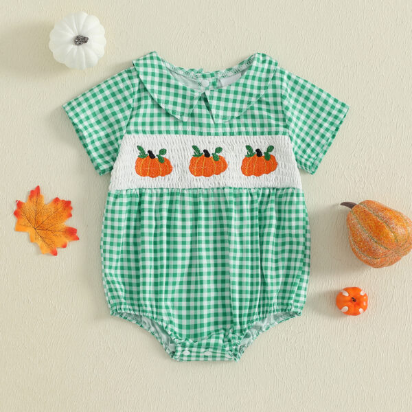 Adorable Pumpkin Embroidery Romper for Baby Girls - Perfect for Halloween
