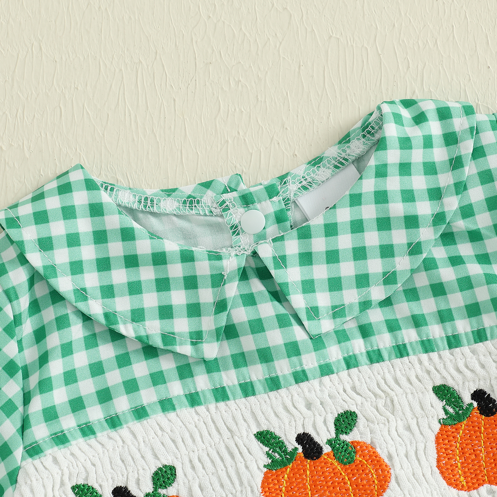 Adorable Pumpkin Embroidery Romper for Baby Girls - Perfect for Halloween - Image 4