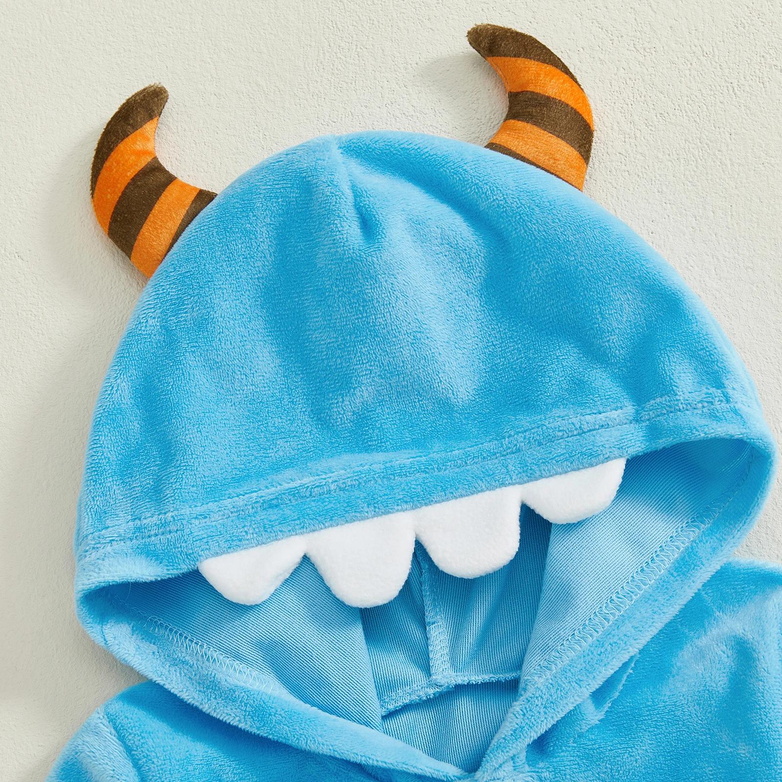 Baby Halloween Fleece Romper Hooded Monster Costume - Image 4