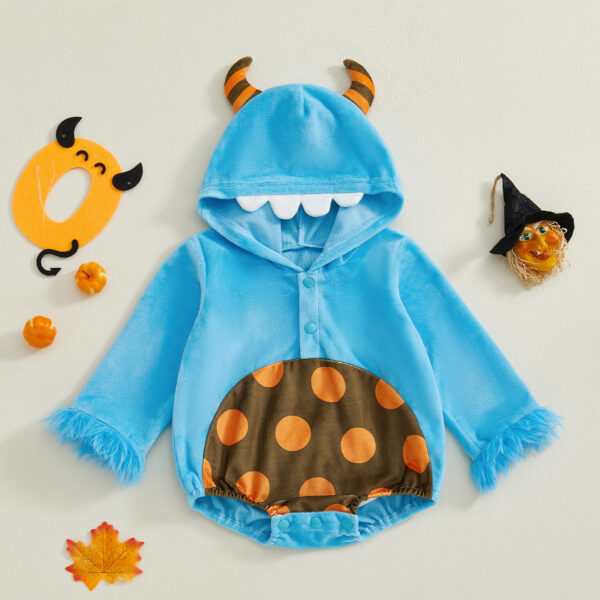 Baby Halloween Fleece Romper Hooded Monster Costume