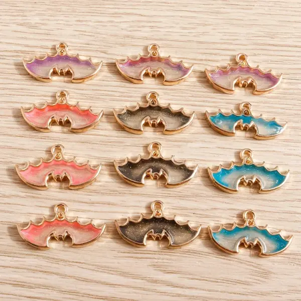Halloween Bat Charms – 10pcs Enamel Pendants for DIY Jewelry & Accessories