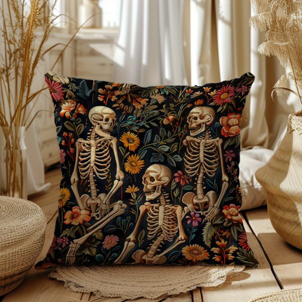 Vintage Skull Linen Throw Pillow Cover 18x18