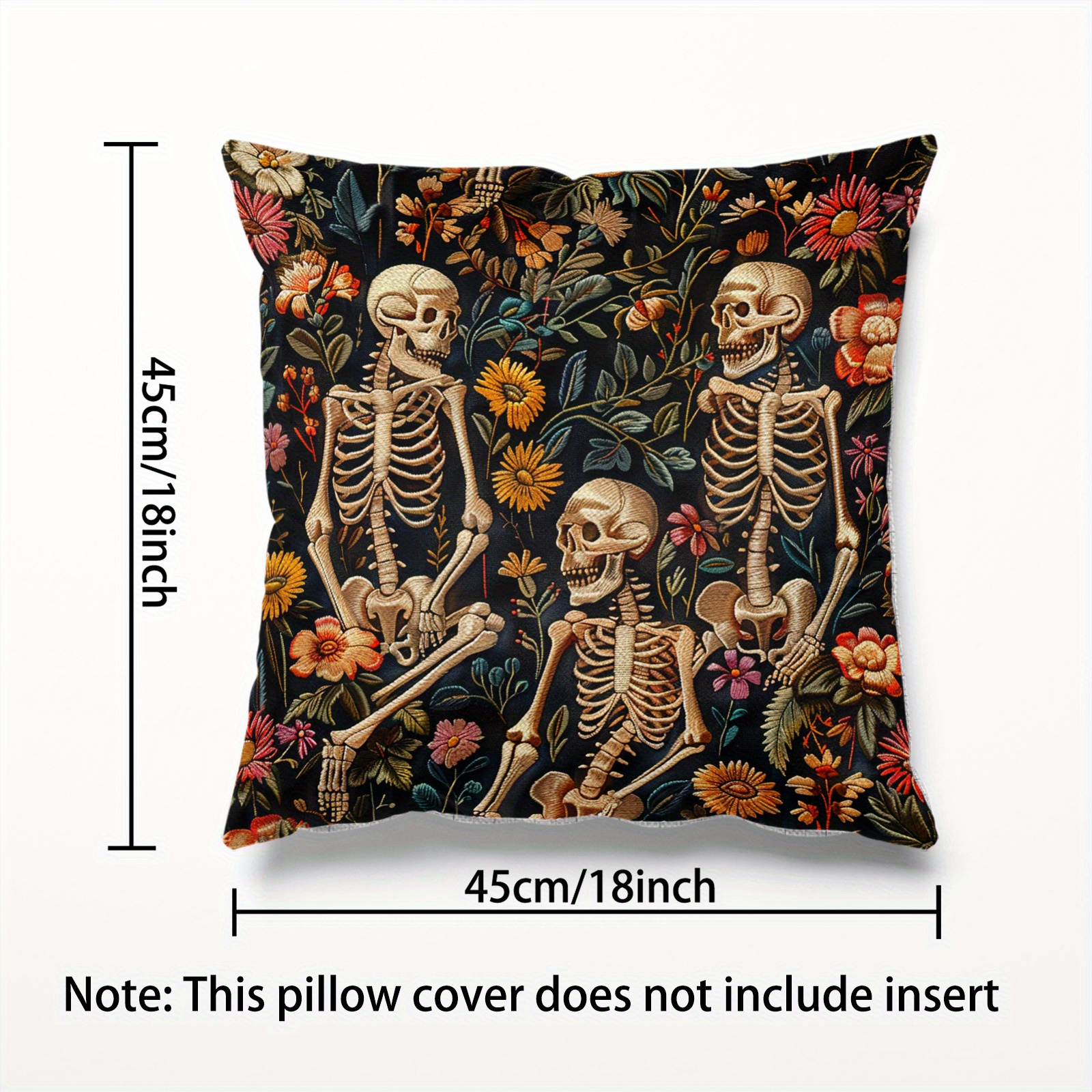 Vintage Skull Linen Throw Pillow Cover 18x18 - Image 6