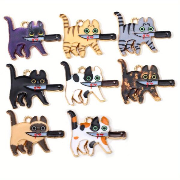10pcs Halloween Cat Enamel Charms for DIY Jewelry Making