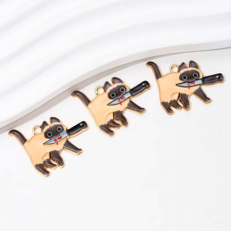 10pcs Halloween Cat Enamel Charms for DIY Jewelry Making - Image 7
