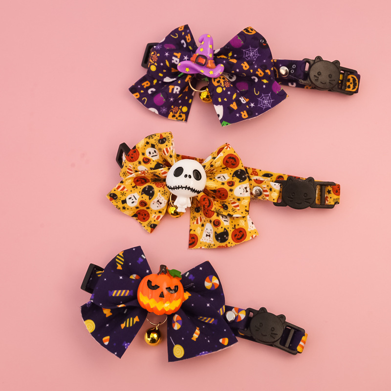 Halloween Cat Collar with Pumpkin Bowtie and Safety Buckle - Image 3